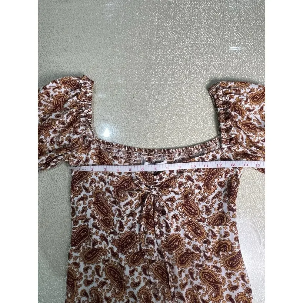 NWT Faithfull The Brand Juniper Paisley Midi Dress Puff Sleeve Sweetheart Size 6 - Picture 10 of 10